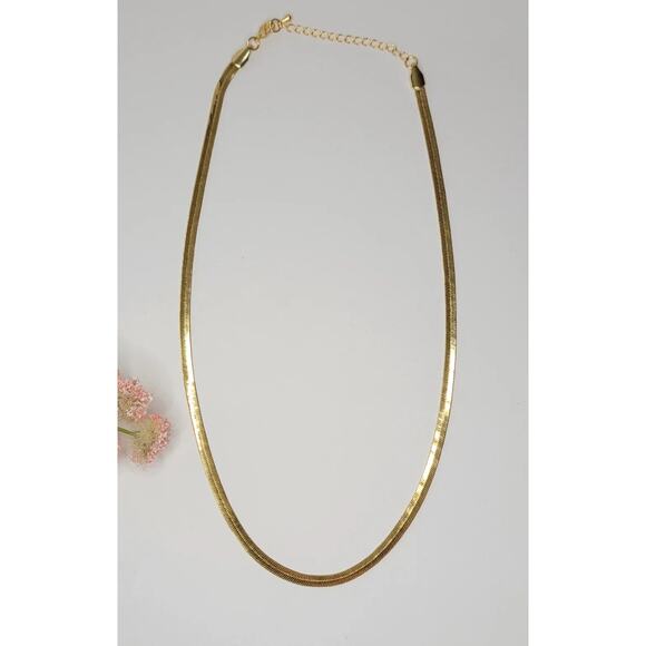 Herringbone 14k Gold Plated Necklace - Picture 2 of 3